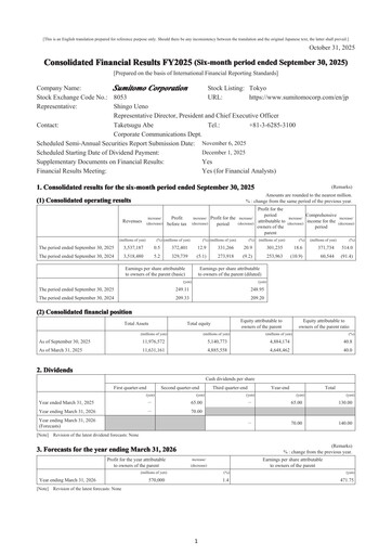 Thumbnail Sumitomo Half-year Report 2025-h1