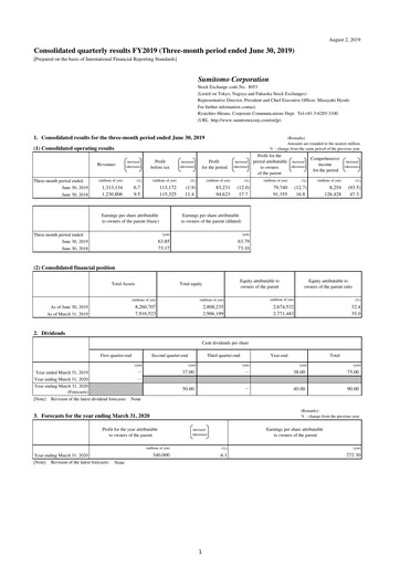 Miniature Sumitomo Rapport trimestriel 2019-q1