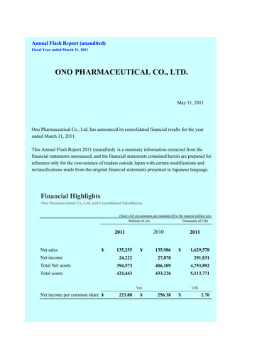 Thumbnail Ono Pharmaceutical
 Financial Statement fy2011