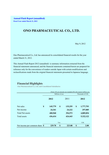 Thumbnail Ono Pharmaceutical
 Financial Statement fy2012