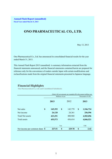 Thumbnail Ono Pharmaceutical
 Financial Statement fy2013