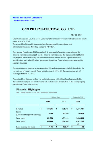 Thumbnail Ono Pharmaceutical
 Financial Statement fy2015