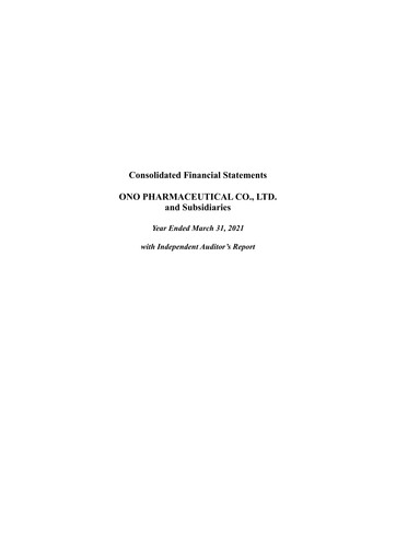 Thumbnail Ono Pharmaceutical
 Financial Statement fy2021