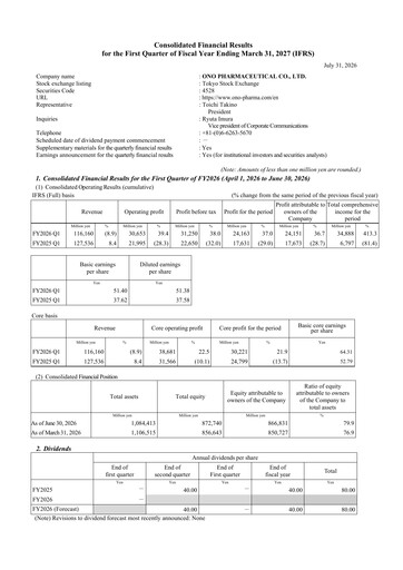 Vorschaubild Ono Pharmaceutical
 Quartalsbericht 2027-q1