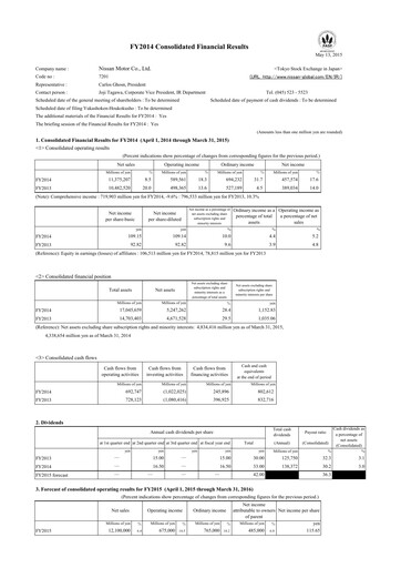 Thumbnail Nissan Financial Statement fy2014