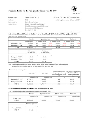 Thumbnail Nissan Quarterly Report 2007-q1