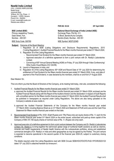 Thumbnail Nestlé India Financial Statement 2023-2024
