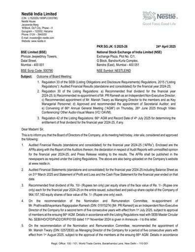 Thumbnail Nestlé India Financial Statement 2024-2025