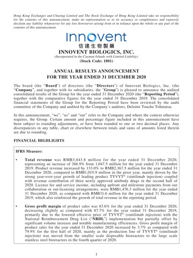 Thumbnail Innovent Biologics Financial Statement 2020