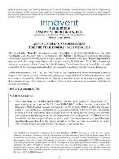 Thumbnail Innovent Biologics Financial Statement 2021