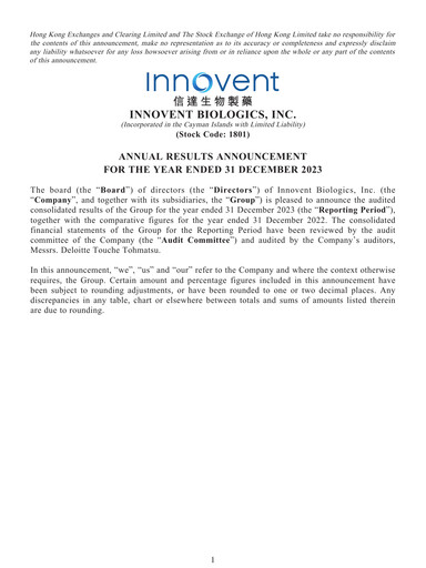Thumbnail Innovent Biologics Financial Statement 2023