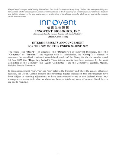 Thumbnail Innovent Biologics Half-year Report 2023-h1
