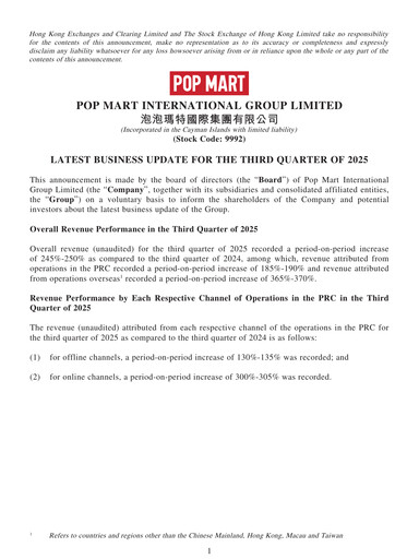 Thumbnail Pop Mart International Group Quarterly Report 2025-q3