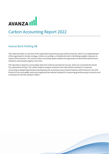 Thumbnail Avanza Bank ESG Report 2022