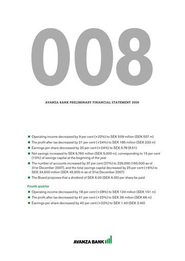 Thumbnail Avanza Bank Financial Statement 2008