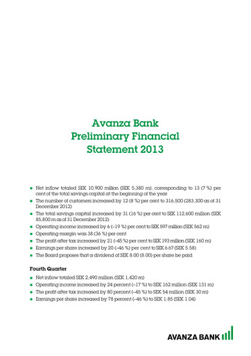 Thumbnail Avanza Bank Financial Statement 2013