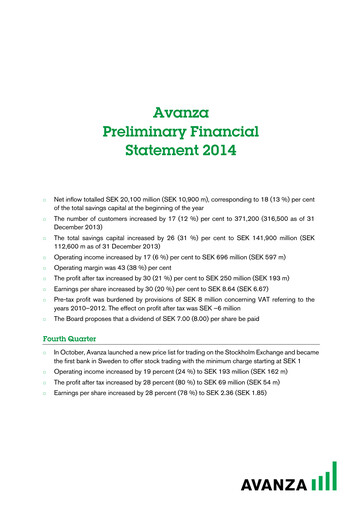 Thumbnail Avanza Bank Financial Statement 2014