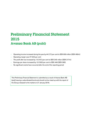 Thumbnail Avanza Bank Financial Statement 2015