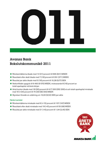 Thumbnail Avanza Bank Financial Statement 2011