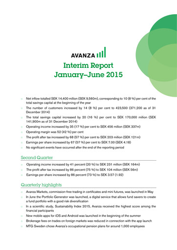 Thumbnail Avanza Bank Half-year Report 2015-h1