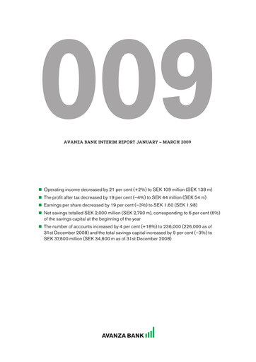 Vorschaubild Avanza Bank Quartalsbericht 2009-q1