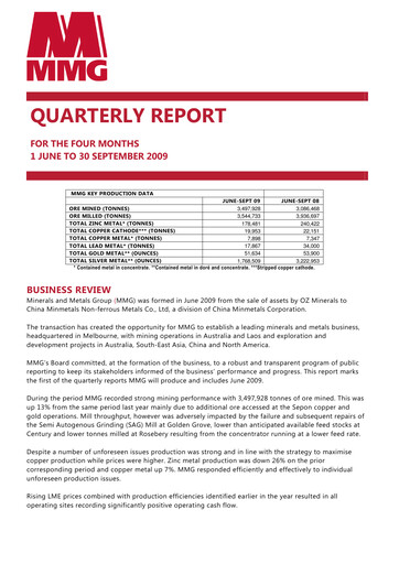 Thumbnail MMG Limited Quarterly Report 2009-q3