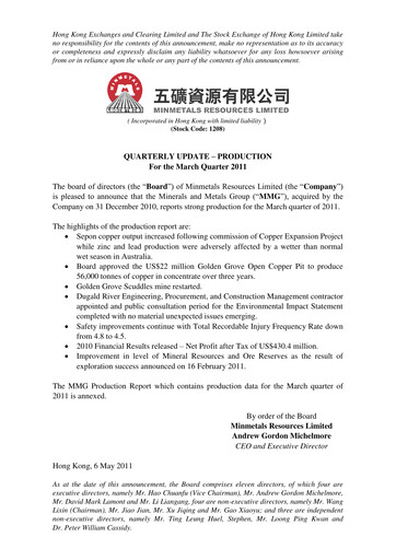 Thumbnail MMG Limited Quarterly Report 2011-q1