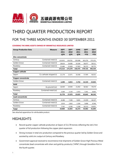 Thumbnail MMG Limited Quarterly Report 2011-q3