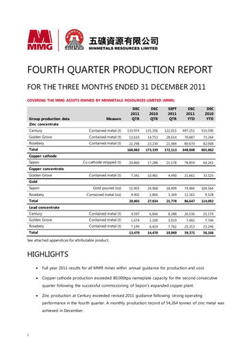 Thumbnail MMG Limited Quarterly Report 2011-q4