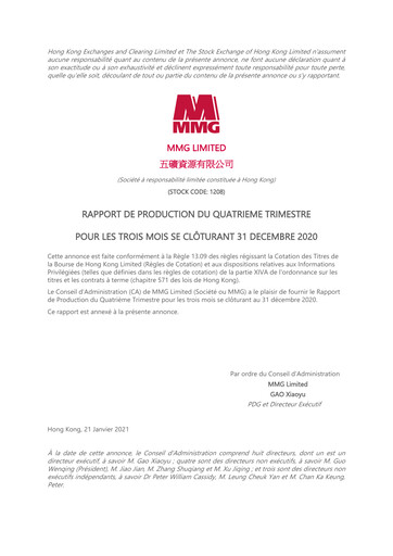 Thumbnail MMG Limited Quarterly Report 2020-q4