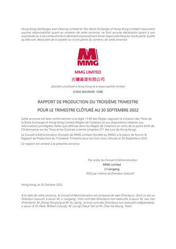 Thumbnail MMG Limited Quarterly Report 2022-q3