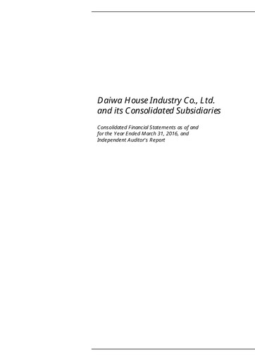 Thumbnail Daiwa House
 Financial Statement fy2015