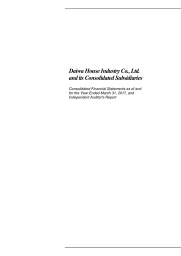 Thumbnail Daiwa House
 Financial Statement fy2016