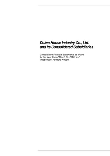 Thumbnail Daiwa House
 Financial Statement fy2019