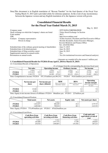 Thumbnail NTT Data
 Financial Statement fy2014
