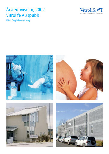 Thumbnail Vitrolife AB Annual Report 2002