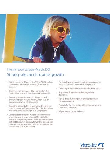 Thumbnail Vitrolife AB Quarterly Report 2008-q1