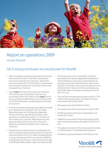 Thumbnail Vitrolife AB Quarterly Report 2009-q4