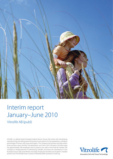 Thumbnail Vitrolife AB Quarterly Report 2010-q2