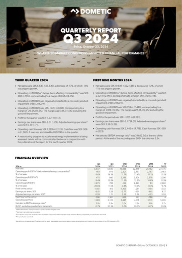 Thumbnail Dometic Group Quarterly Report 2024-q3