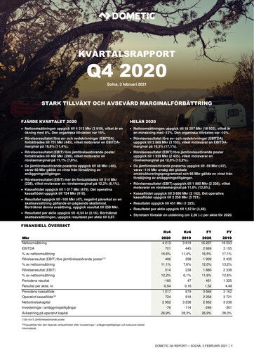 Thumbnail Dometic Group Quarterly Report 2020-q4