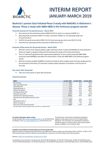 Miniature BioArctic AB Rapport trimestriel 2019-q1