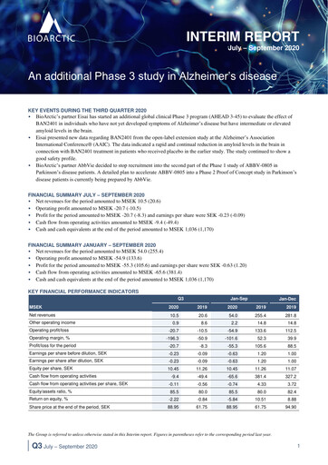 Miniature BioArctic AB Rapport trimestriel 2020-q3