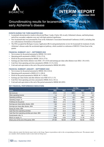 Miniature BioArctic AB Rapport trimestriel 2022-q3