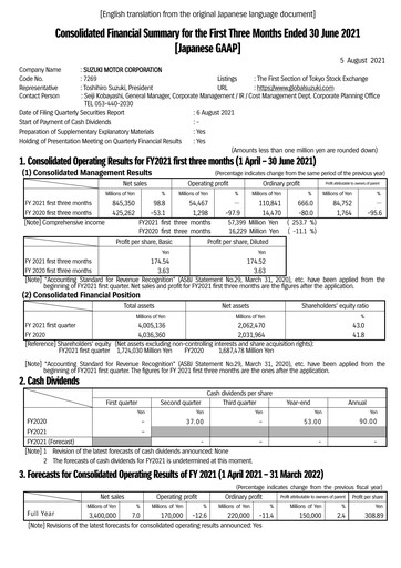 Thumbnail Suzuki Motor Quarterly Report 2021-q1