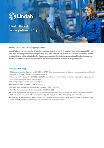 Thumbnail Lindab International Quarterly Report 2025-q1