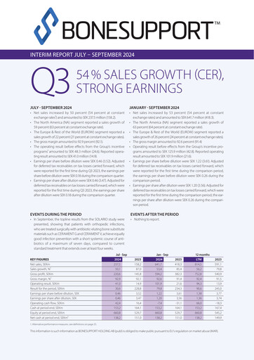 Thumbnail Bonesupport Holding AB Quarterly Report 2024-q3