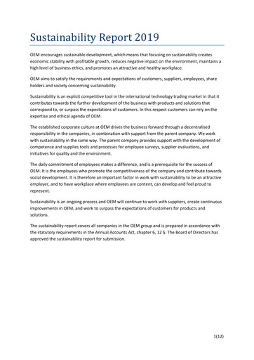 Thumbnail OEM International Sustainability Report 2019