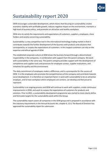 Thumbnail OEM International Sustainability Report 2020