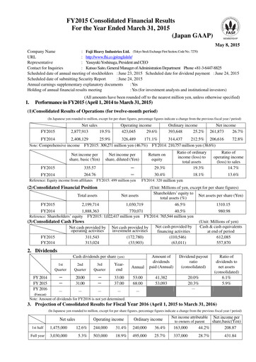 Thumbnail Subaru Financial Report 2014-2015